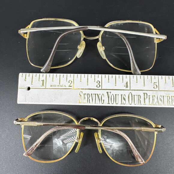 Vintage Half Rim Oversized Gold Tone Metal Frames Glasses Frames Only - Picture 3 of 16